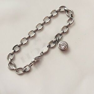 Fossil Sterling Silver over Rodium Charm Bracelet